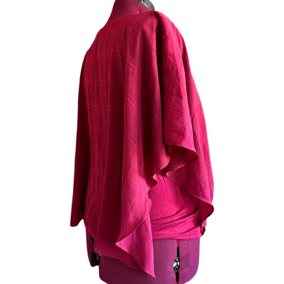 Apt 9 Silky Flowy Tie Front Burgundy Blouse - Picture 4 of 8